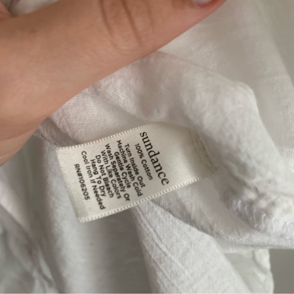 Sundance cotton lace sleeve eyelet balloon sleeve flowy blouse white size medium - Picture 4 of 6